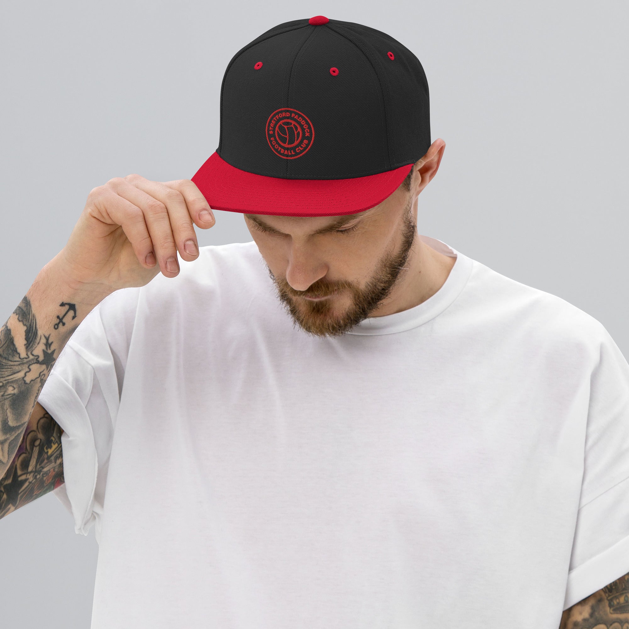 Black and Red Paddock Logo Snapback Hat